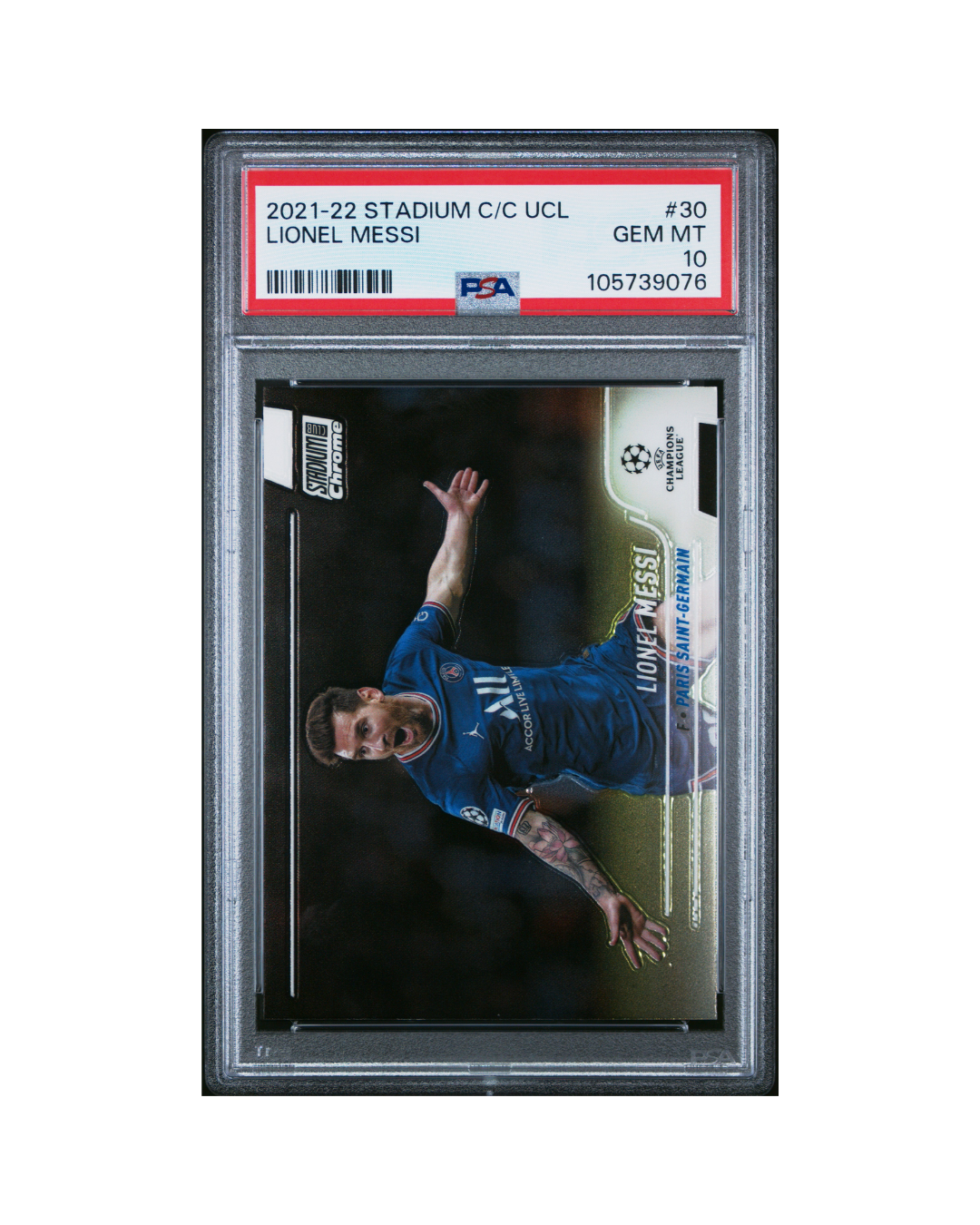 22 TOPPS STADIUM CLUB CHROME UEFA CHAMPIONS LEAGUE #30 LIONEL MESSI