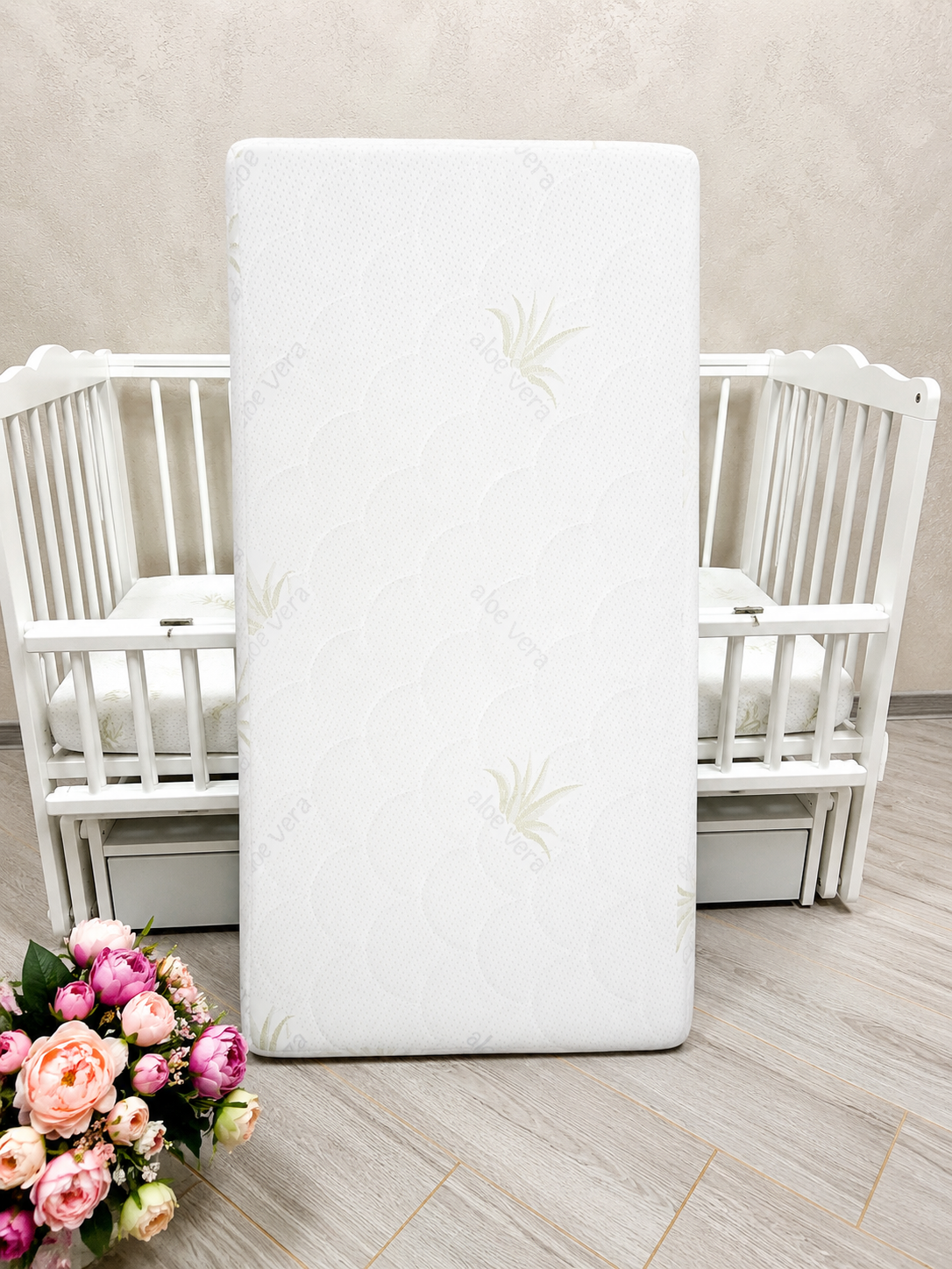Двохсторонній матрац Twins Aloe Vera 120/60/11 см кокос/піна/кокос чохол жакард , білий