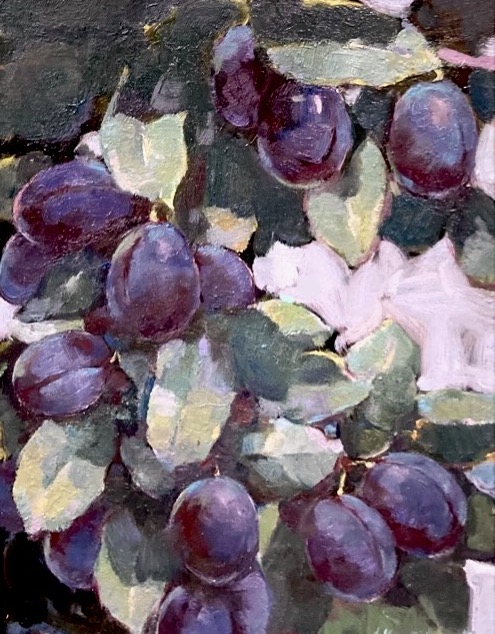 Under a plum branch, 2021, 40x30 sm, oil on canvas