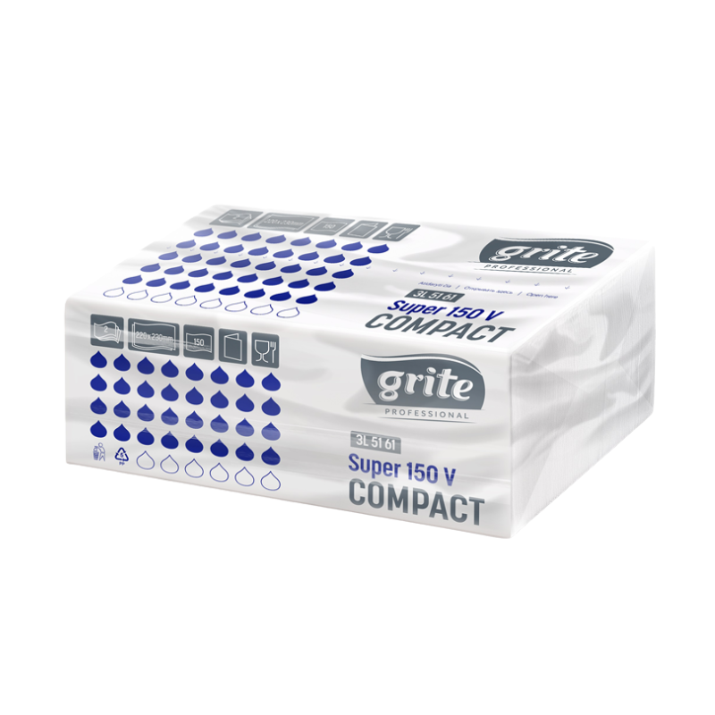 Рушники паперові ОПТОМ листові Grite Super 150 V Compact, 2-шарові, 150 листів, 220х230 мм, 1 шт.