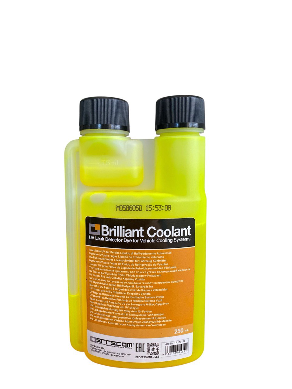 Brilliant Coolant 250 ml Флуоресцентний ультрафіолетовий барвник для пошуку витоків охолоджувальної рідини Errecom