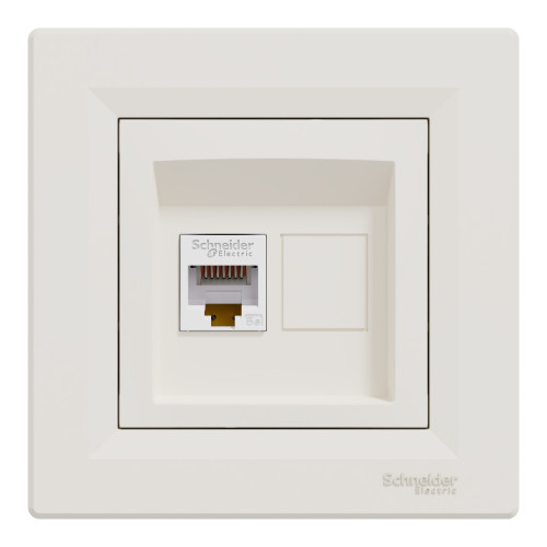 Розетка комп'ютерна, RJ45, кат.5е, UTP, Кремова, Asfora