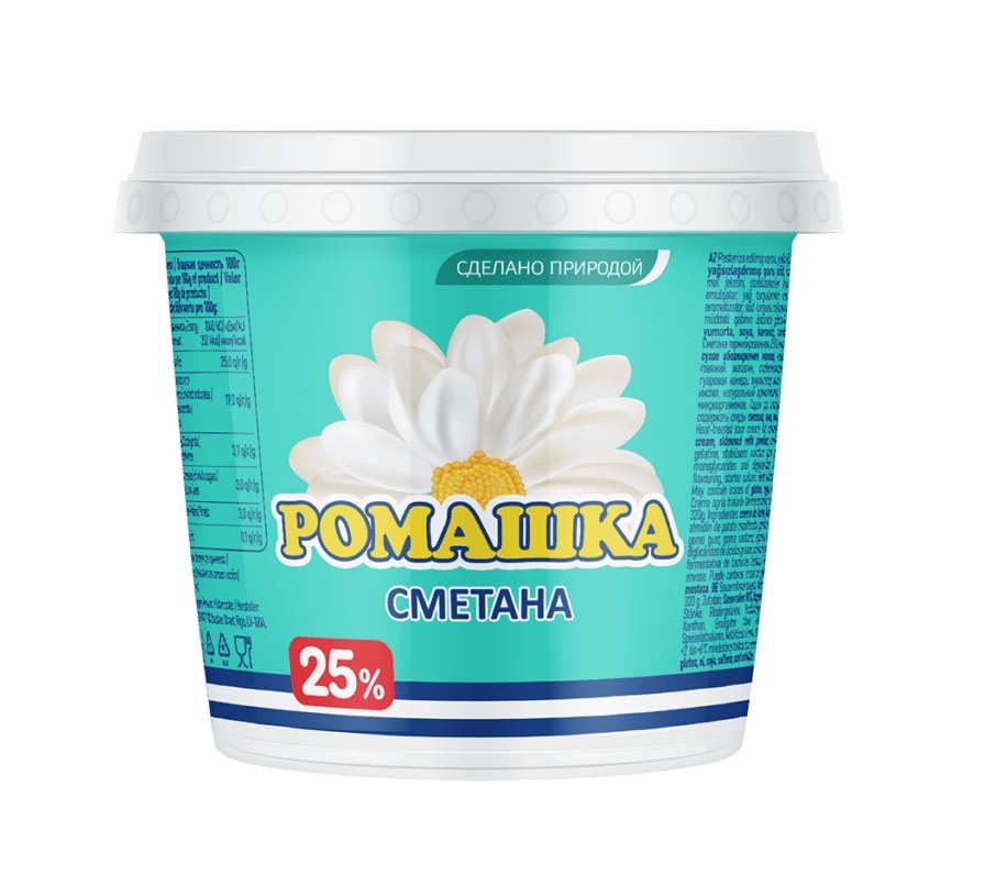 🇱🇹 "ROMASHKA" Сметана пастеризованная 25%, 180 гр.