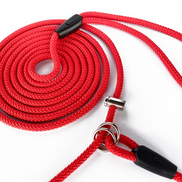 Повідець контролер Dog Walking CONTROL LEASH для вигулу та дресирування собак 6 мм 4 м червоний