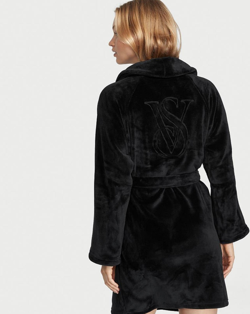 Плюшевий халат VS Black Logo Short Cozy Robe