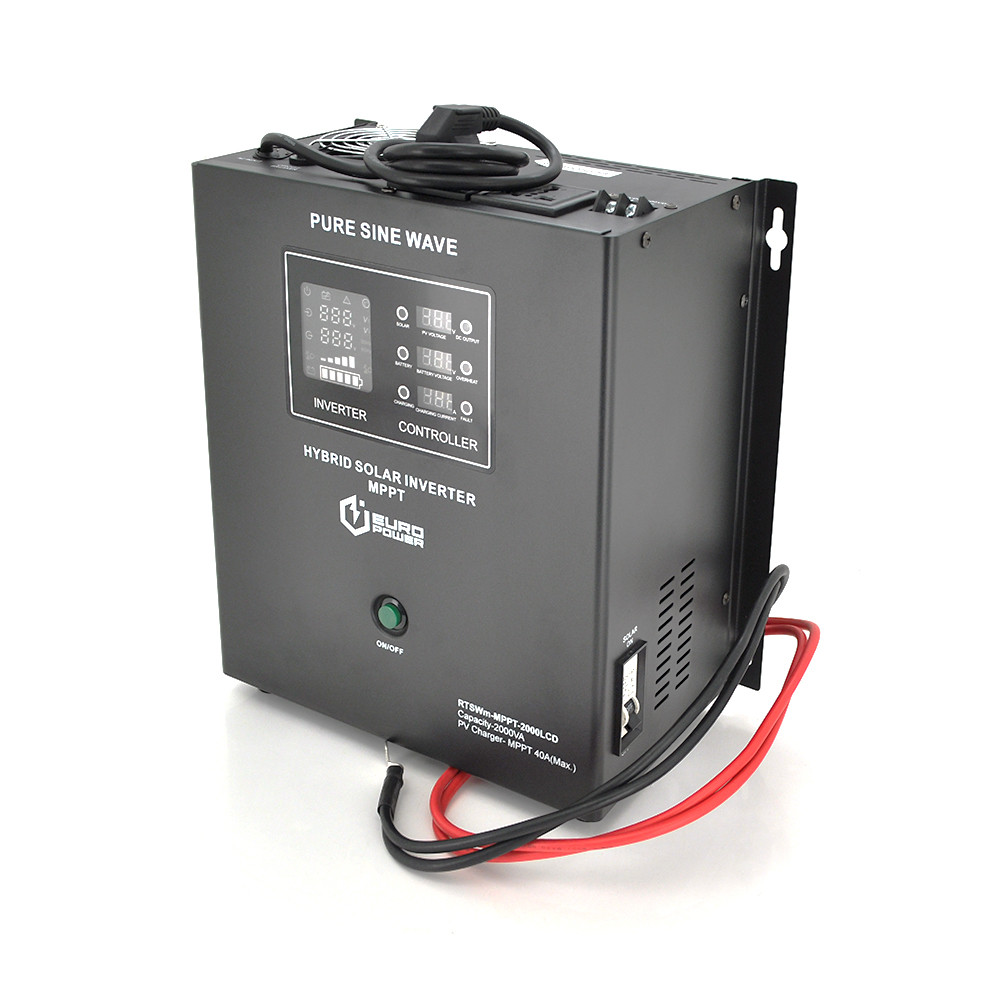 Гібридний інвертор Europower RTSWm-MPPT-2000LCD, 1400W, 24V, струм заряду 10A, 140-275V, MPPT, 20/40А