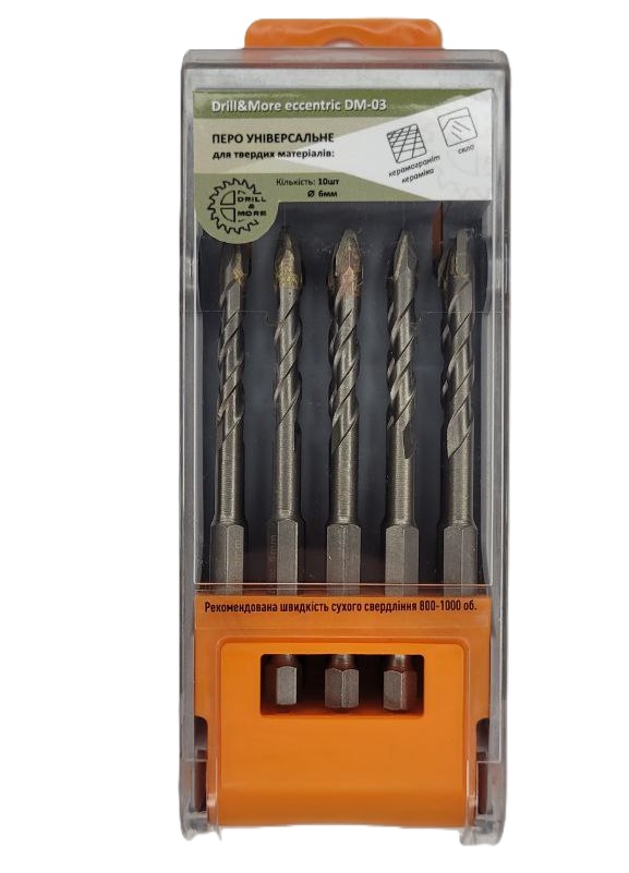 Перо для керамограніту набір 10шт Drill & More Eccentric DM-03