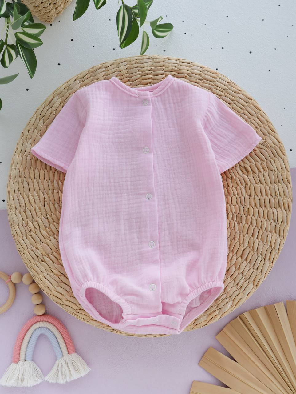 Боді для новонародженої дівчинки з мусліну 4-х шарового (розмір 56, 62)