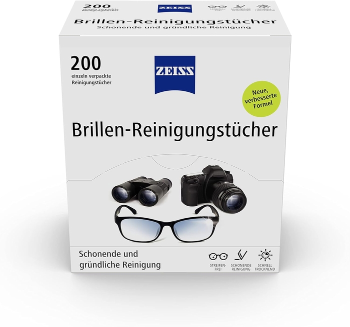 ZEISS Серветки для чищення окулярів - 200 шт для ніжного та ретельного очищення лінз