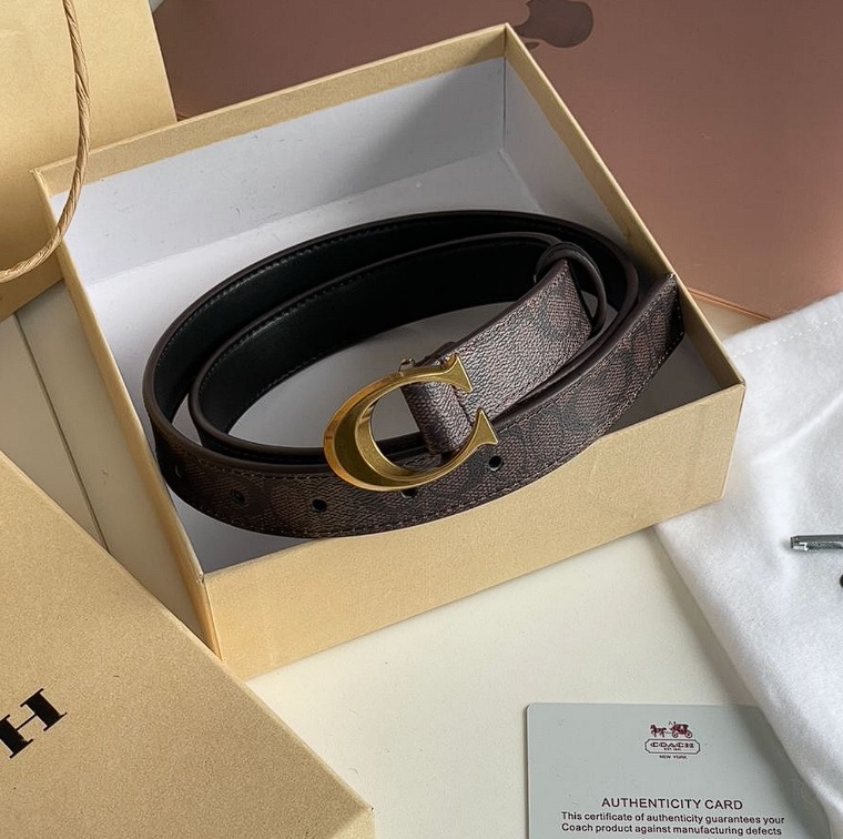 Coach Sculpted C Buckle Belt Brown