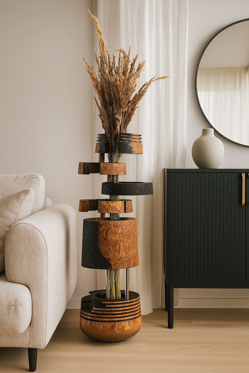 Авторська ваза з дуба,  декор ручної роботи