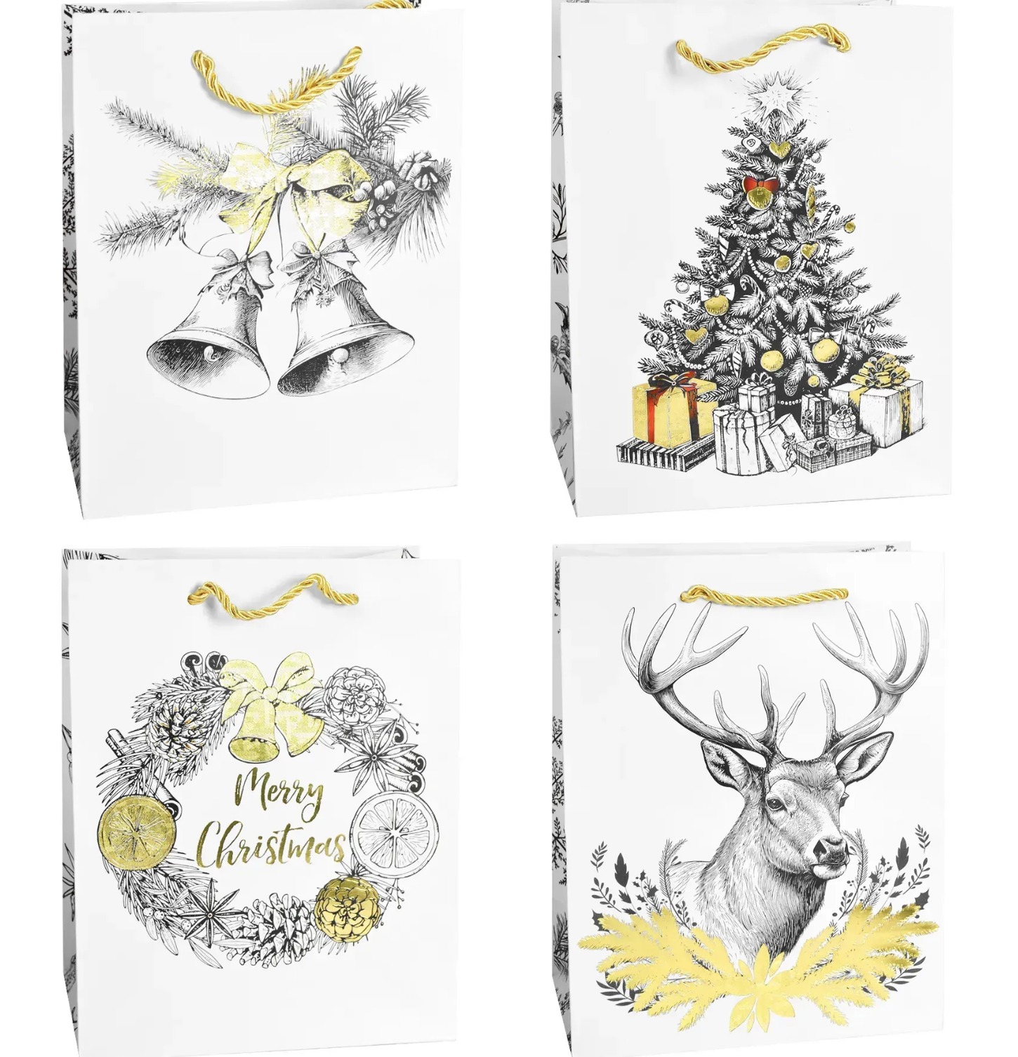 Набір новорічних пакетів 5 шт, 26×32×10 см