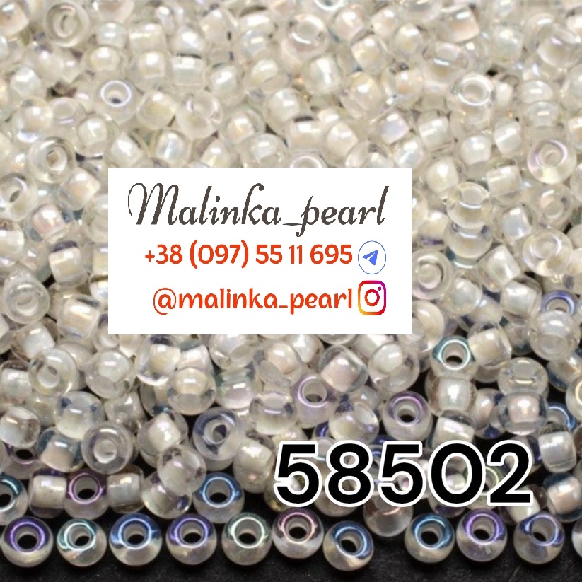 Бісер кришталевий з профарбованим білим отвором