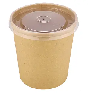Контейнер паперовий для супа з кришкою 480 мл КРАФТ, d97мм h100мм 50 шт
