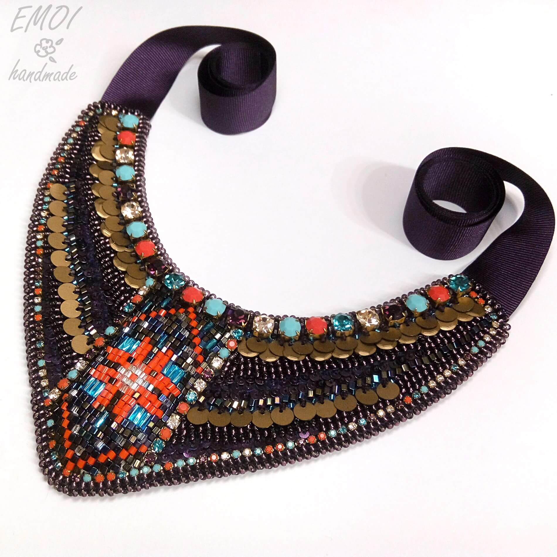 Кольє «Латунь і мозаїка»