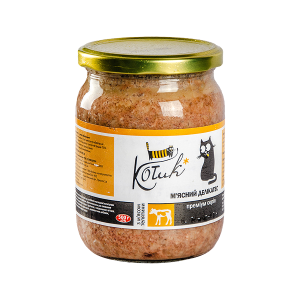 Консерви КОТиК д/котів м'ясні делікатеси з м'ясом телятини 500г