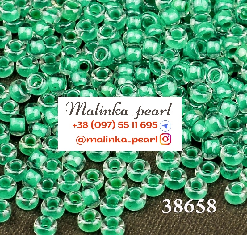 Бісер бірюзовий кристальний глазурований з фарбованим отвором