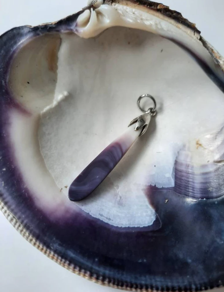 Thin Long Post Wampum Pendant