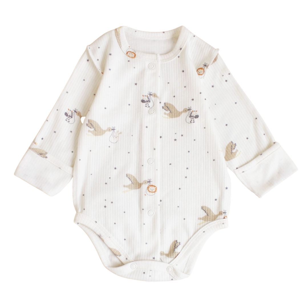 Дитячий боді для немовлят з рукавами царапками в рубчик