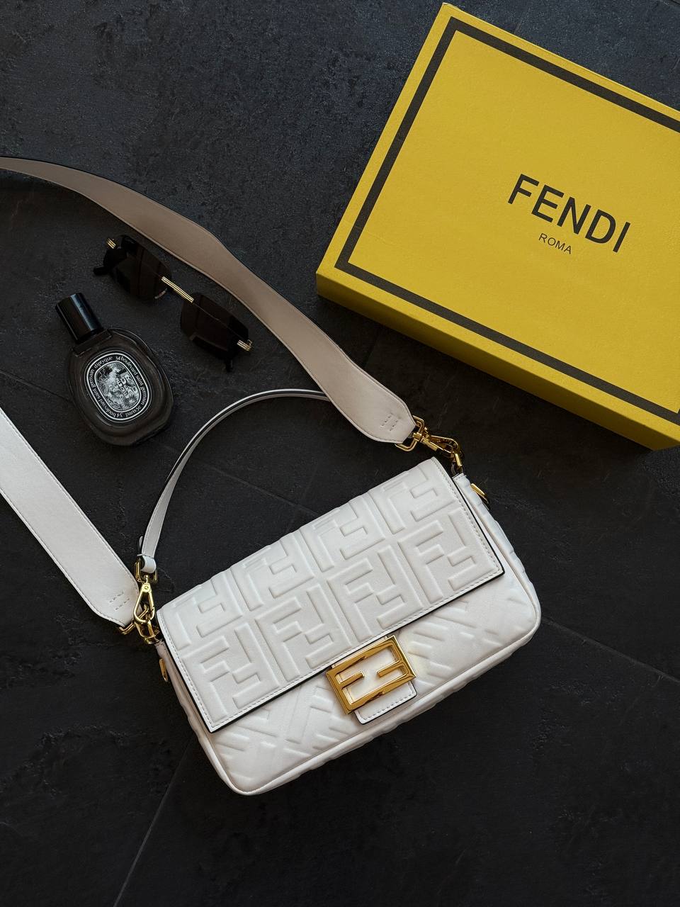Fendi Baguette Cream Leather Bag