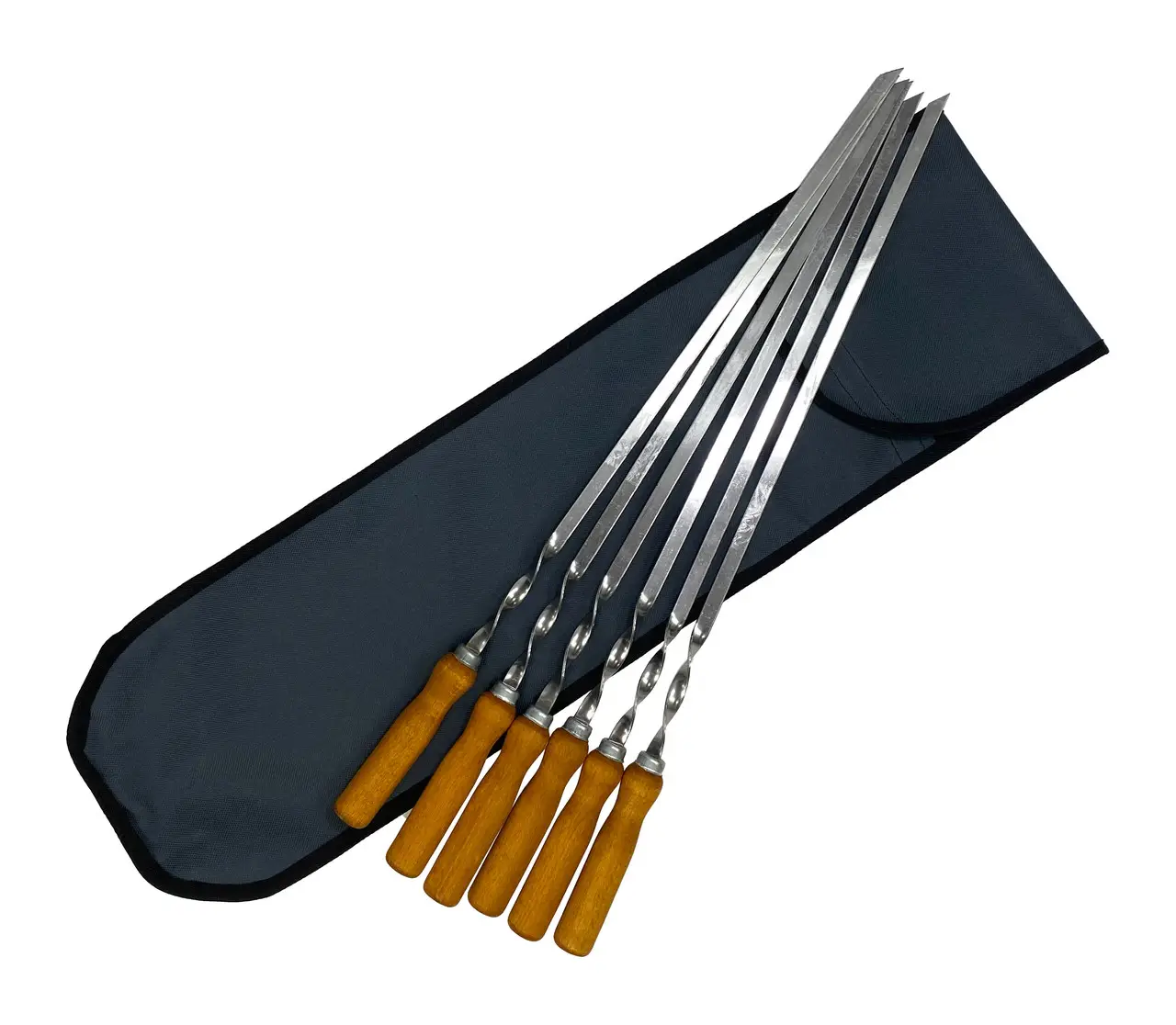 Набір шампурів з дерев'яною ручкою 580х10х2мм 6шт в чохлі