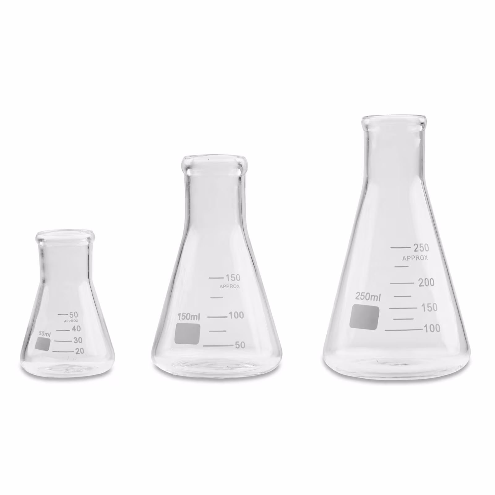 Ensemble de 3 flacons en verre pour laboratoire