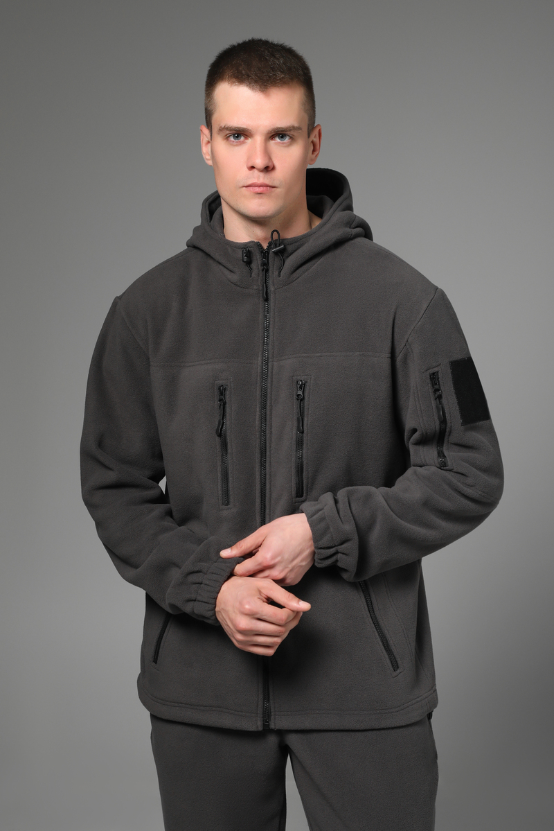 Флісова спортивна кофта з капюшоном Plus.Plus Grey