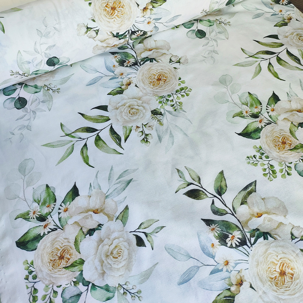 Тканина Ранфорс - Букет троянд на білому