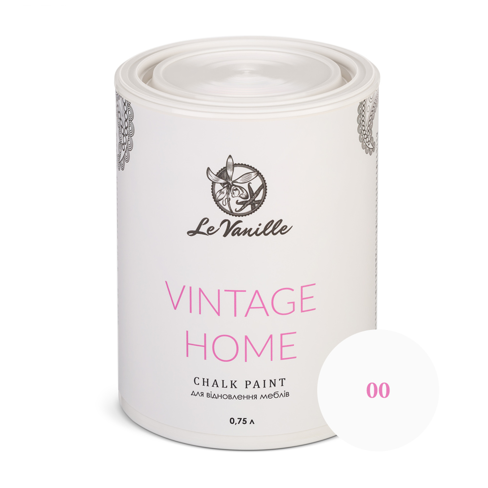Крейдова фарба Le Vanille Vintage Home біла (колір 00) 0,75 л