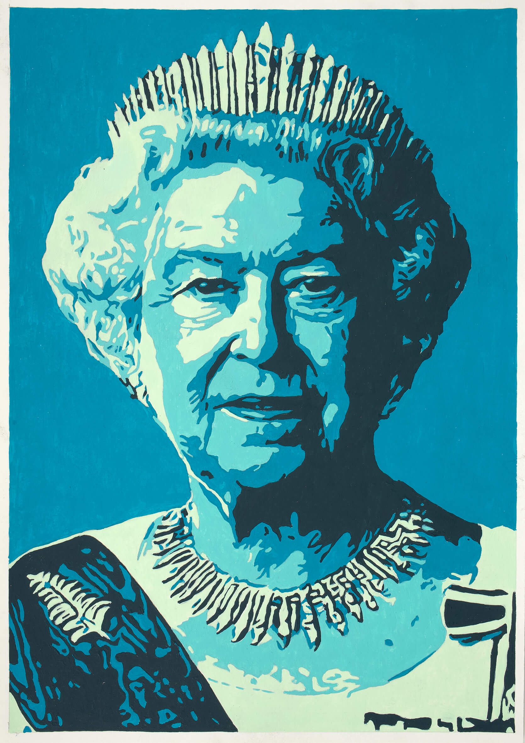 Queen Elizabeth II, 30x21 cm original acrylic painting on paper