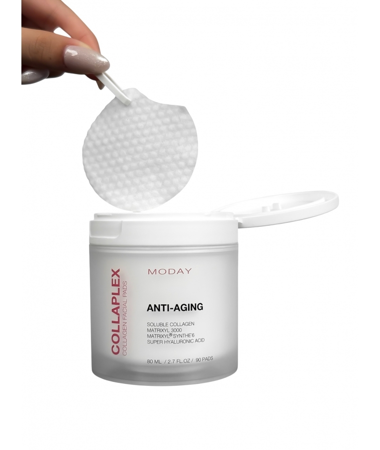 Колагенові антивікові педи для обличчя MODAY COLLAPLEX Collagen anti-aging pads з колагеном, пептидами та гіалуроновою кислотою 90 шт.