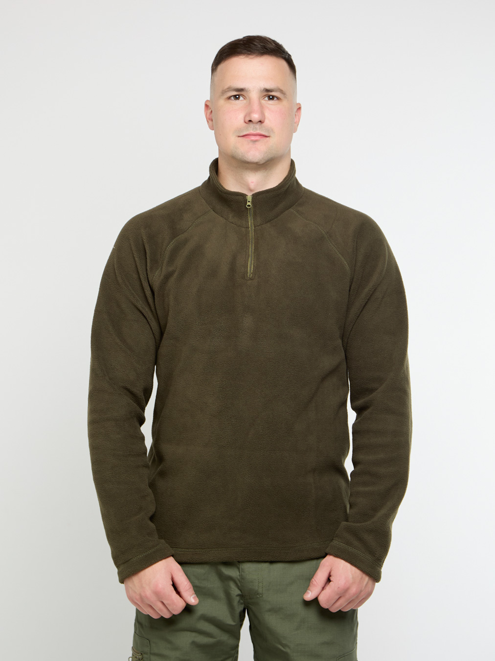 Реглан флісовий чоловічий на блискавці UKM Alpha олива