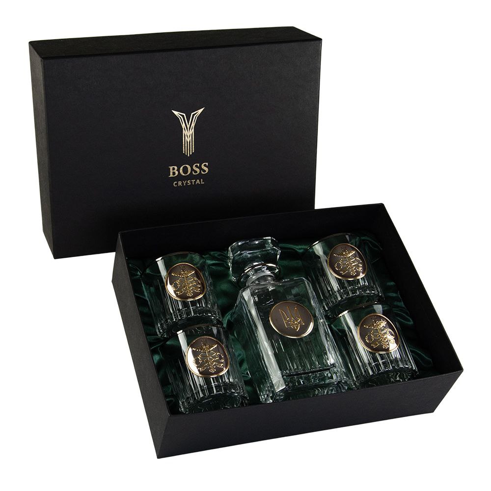 Набір для віскі Митниця – графін і 4 келихи з платиною, серія прикордонна служба, GPB5MYT2PG