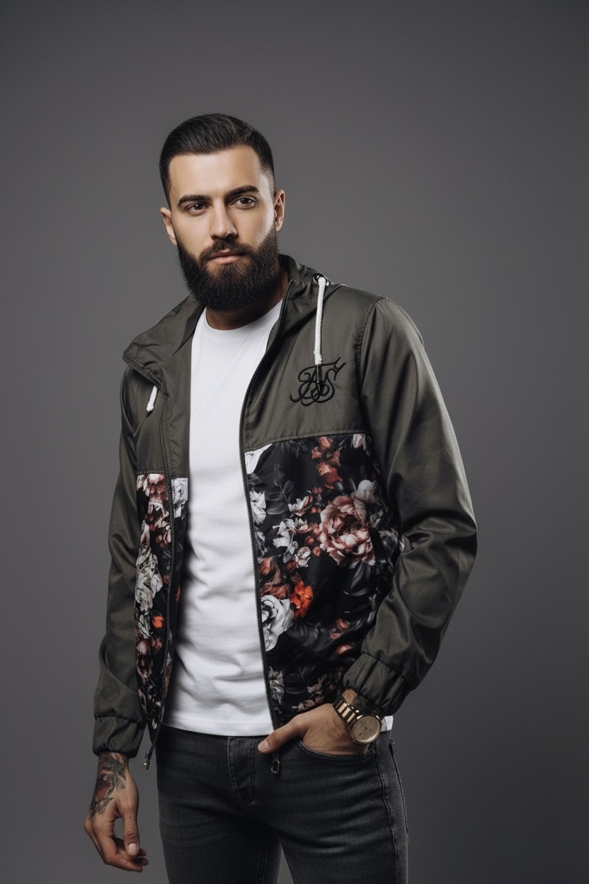 Чоловіча куртка з принтом, на флісі grey