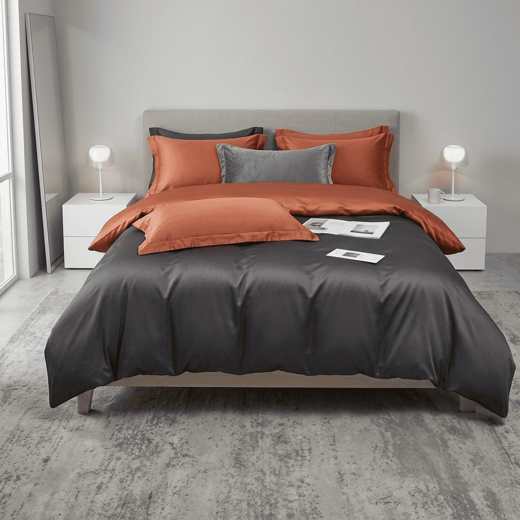 Постільна білизна з сатину, колір Anthracite & Grape