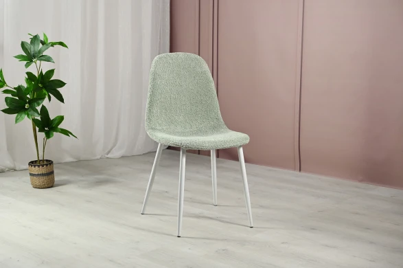 Стілець N-160 м'ятний букле + білий
