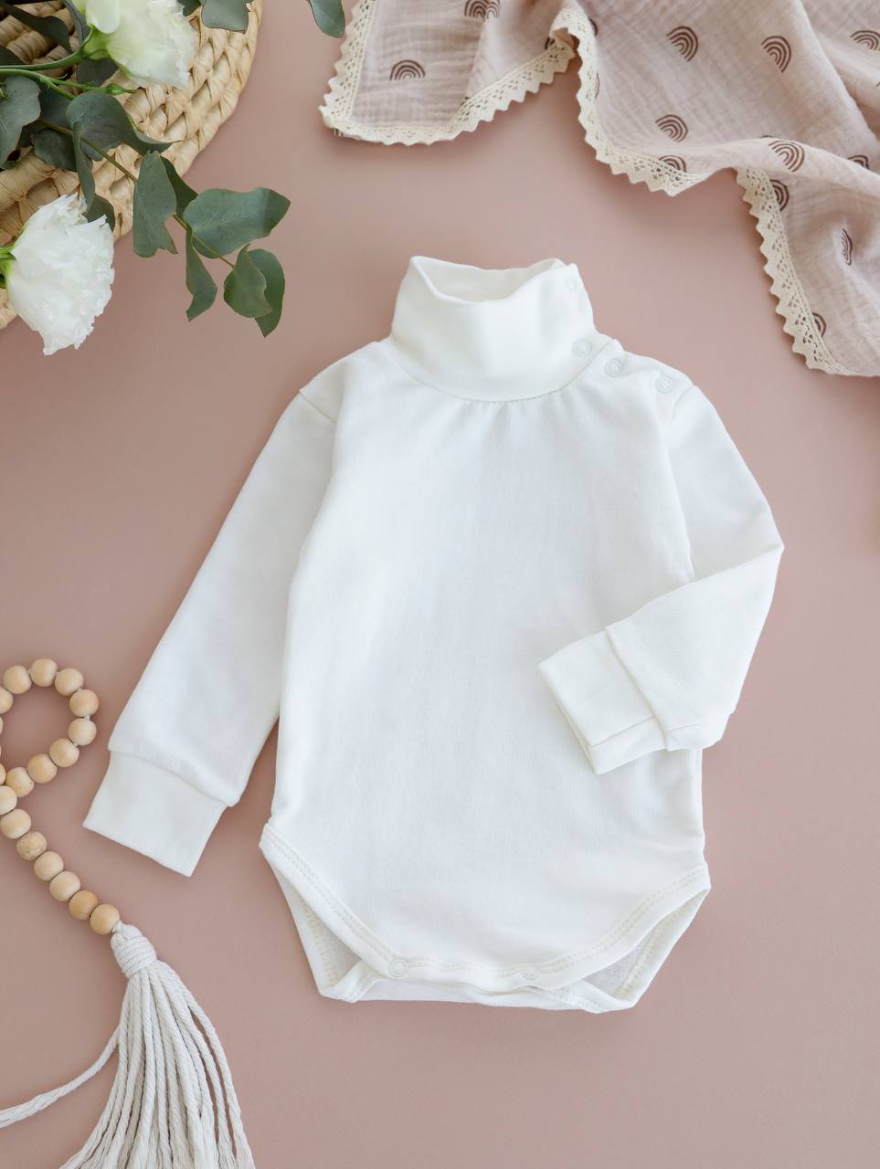 Теплий боді для новонароджених з футера 56,62