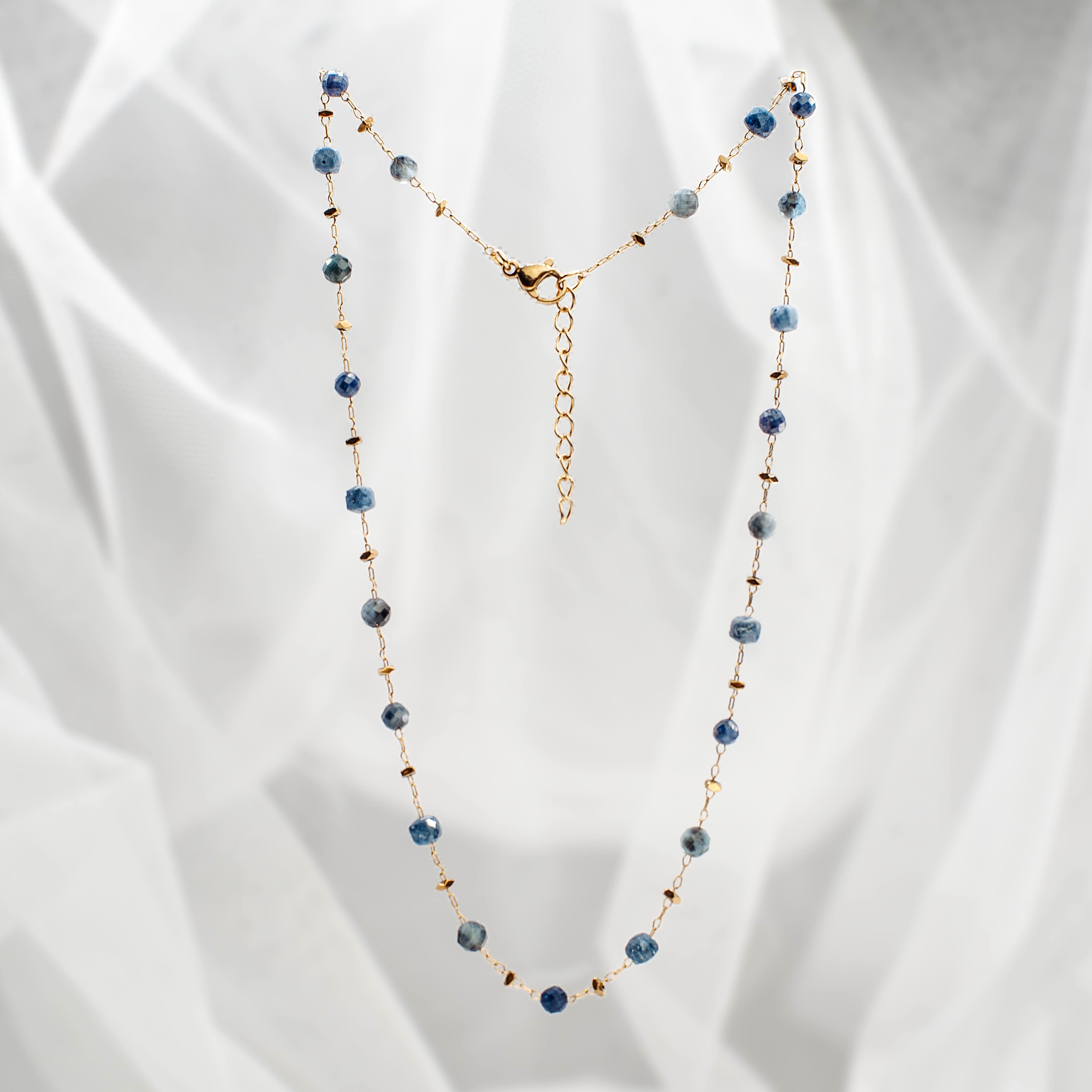 Sapphire Necklace on Stainless Steel Chain