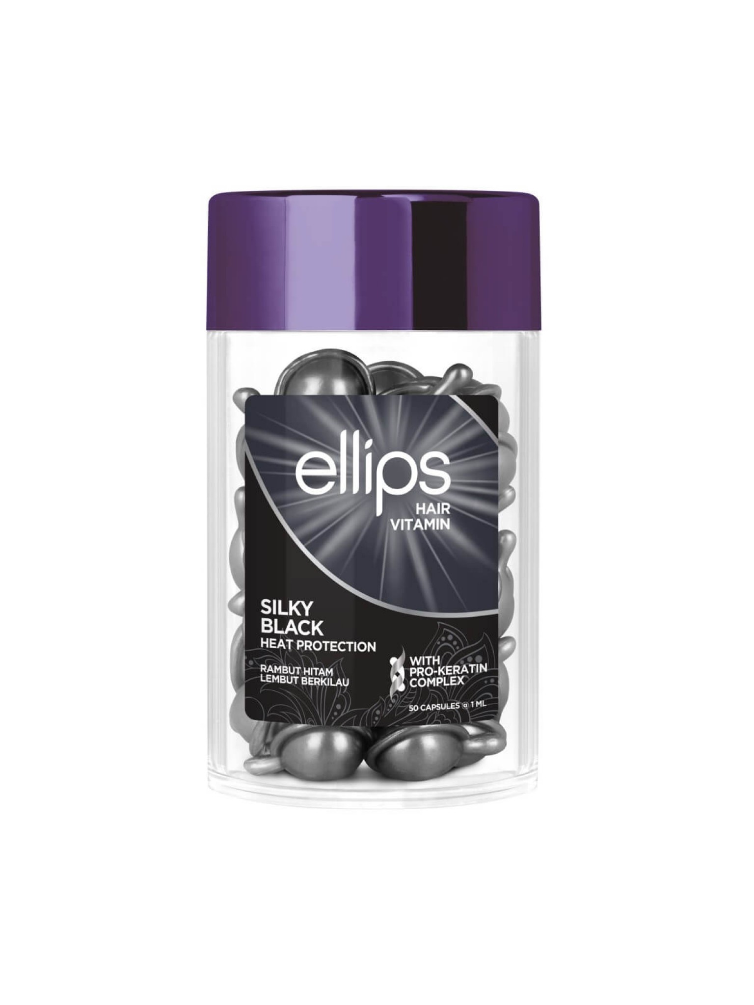 Капсули для волосся Ellips Silky black Heat Protection Rambut Hitam Lembut Berkilau(по -штучно)
