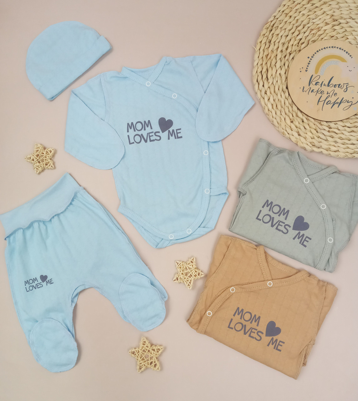 Комплект для новонародженого 👶 Боді + Повзунці + Шапочка з мультирипу