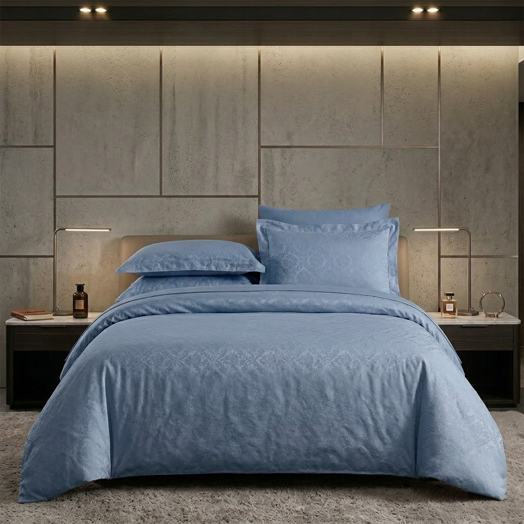 Постільна білизна з сатину-жакард, колір Indigo