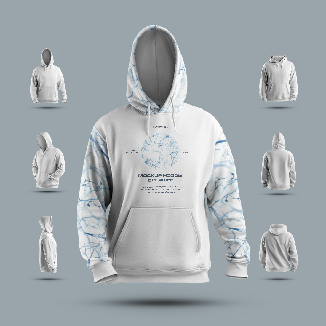 7 Mockups Oversize Hoodie in 3D Style