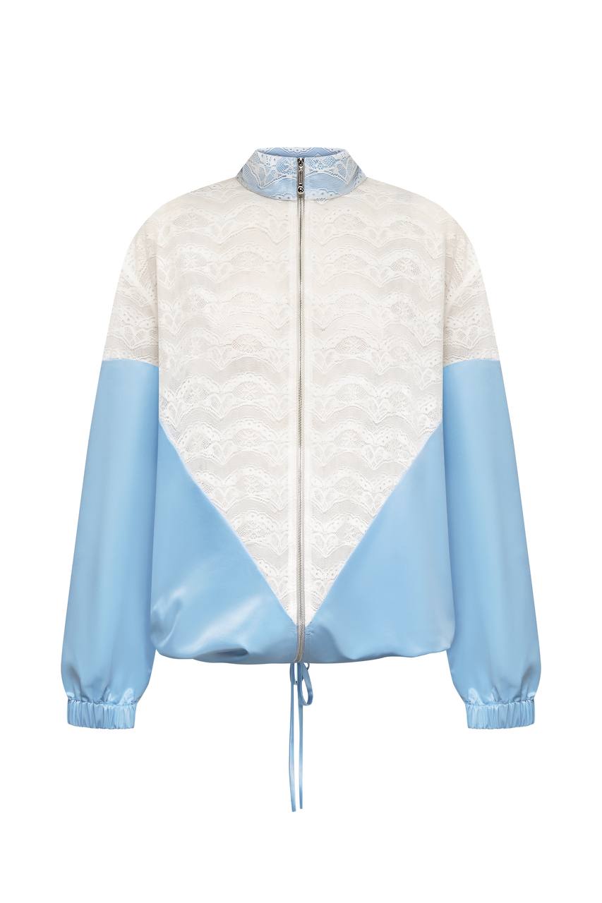 Double-Layer Viscose Bomber with Lace Details