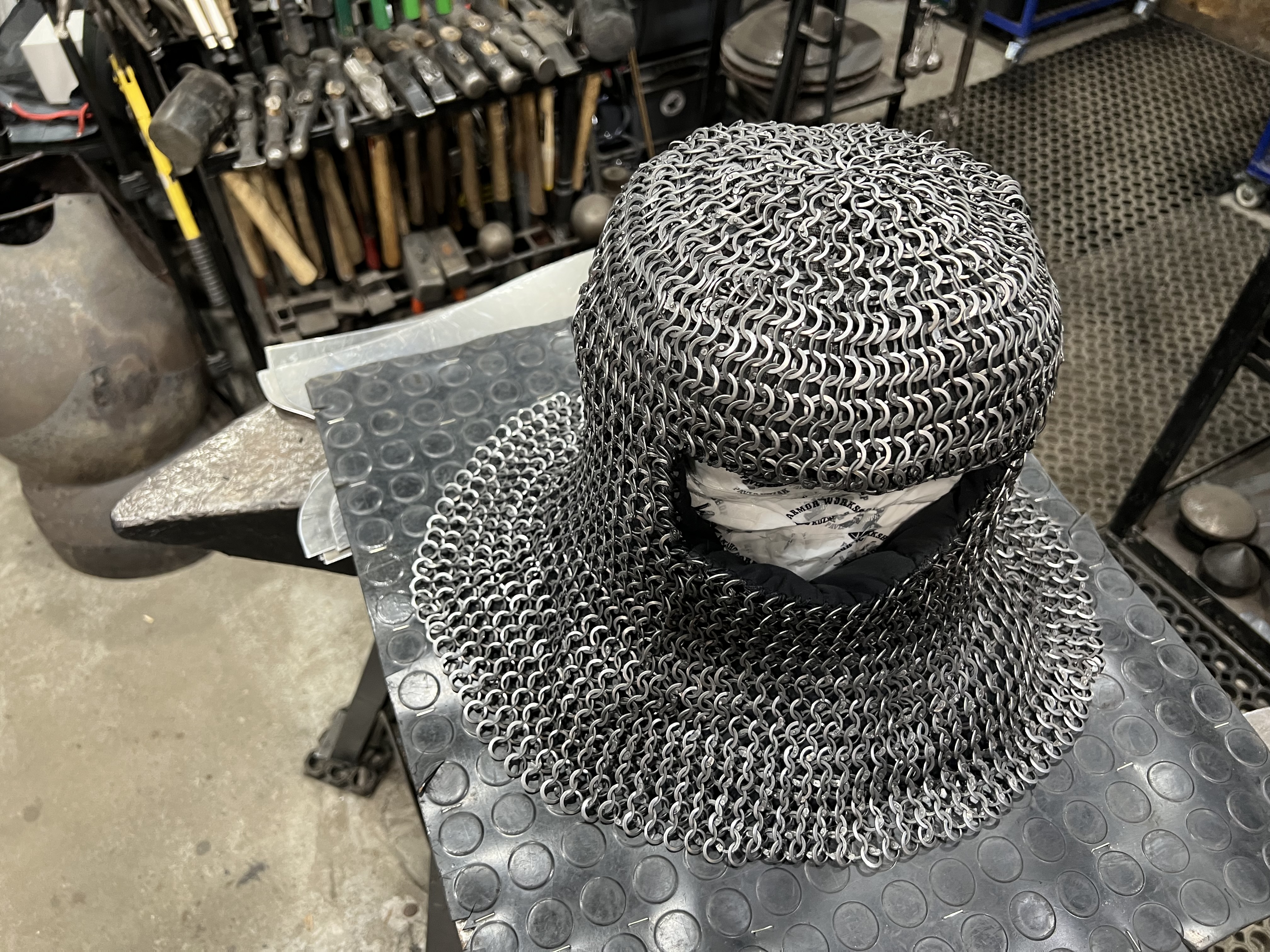 Steel chain mail hood