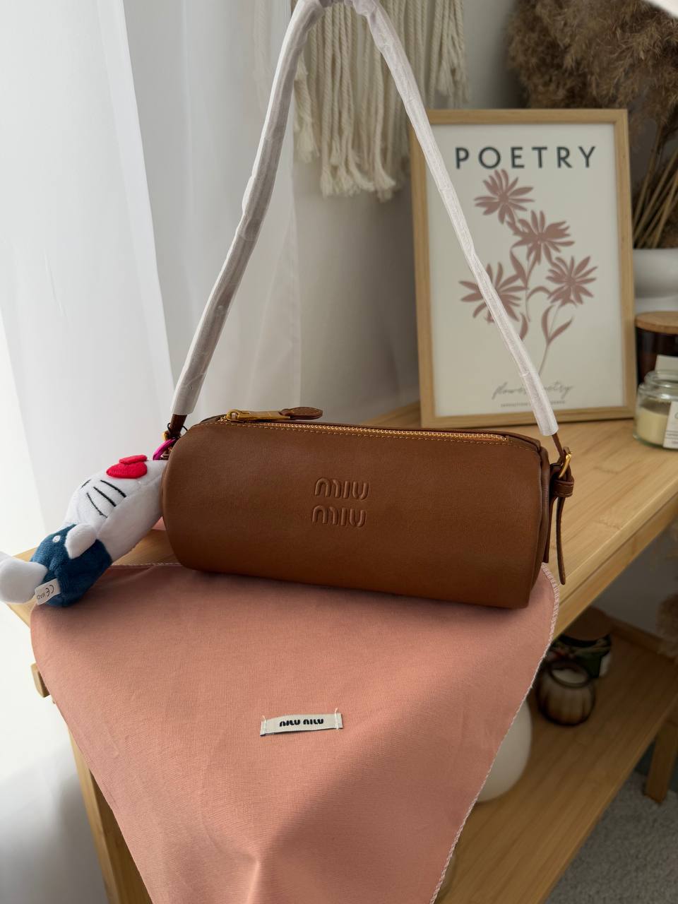 Miu Miu Nappa leather pouch oak