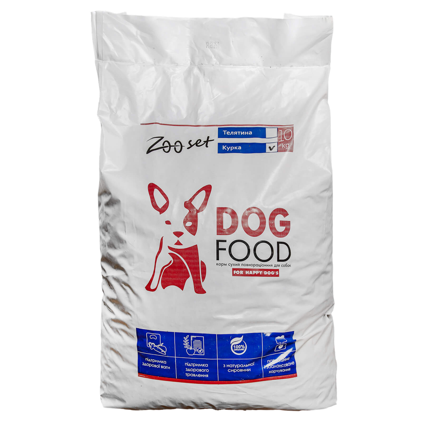 Корм Зоосет д/собак дорослих з куркою 10 кг