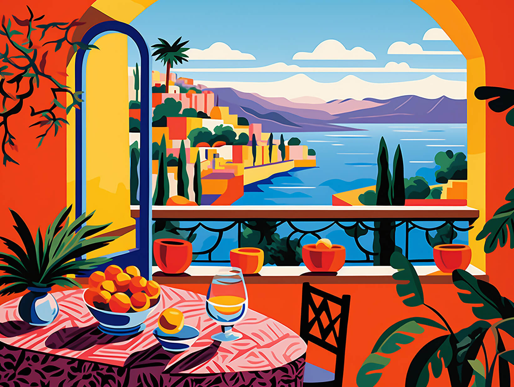 Terrace, 60x80 cm, original acrylic painting on canvas