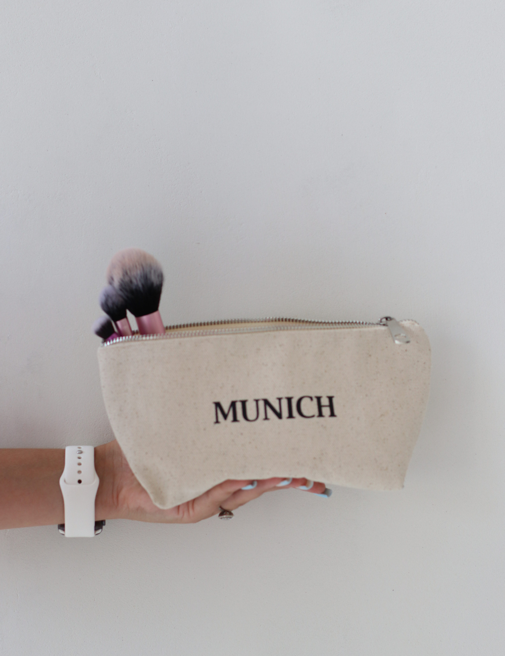 Cotton cosmetic bag with Munich print