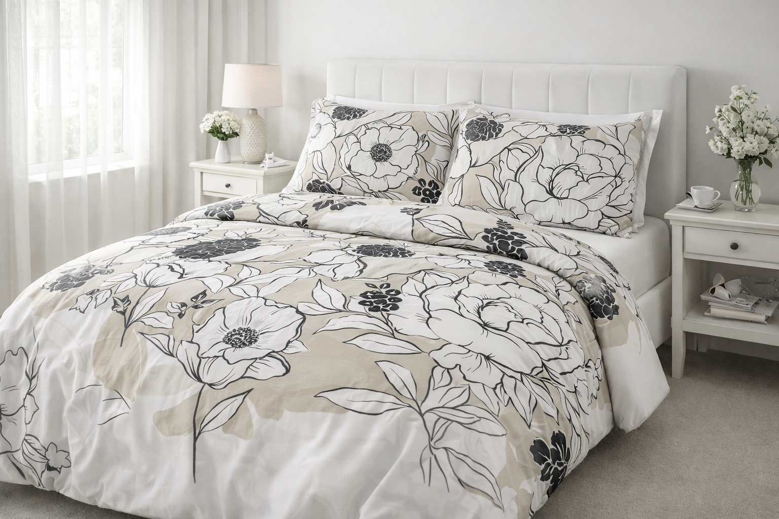 Постільна білизна  від виробника ранфрс "Великі квіти на бежевому"