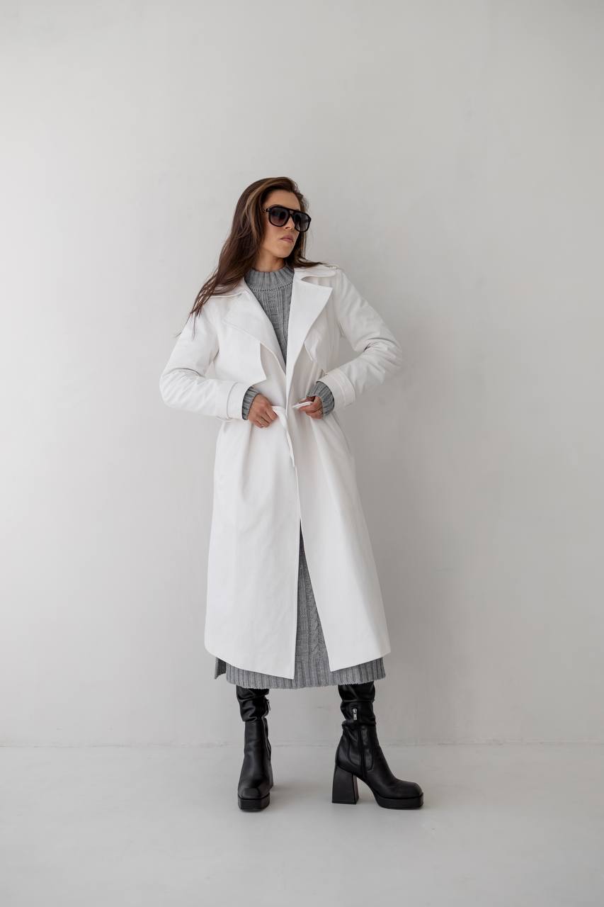 Тренч котоновий по фігурі - Молочний IWOMAN